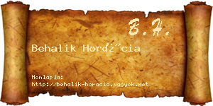 Behalik Horácia névjegykártya